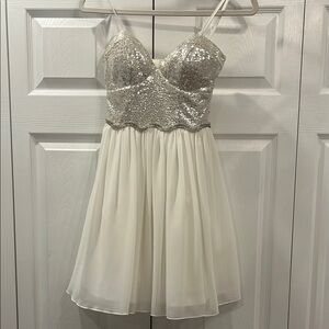 Silver Sequin Top White Dress